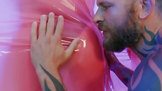 Twins score hottie teases partner through sheet of