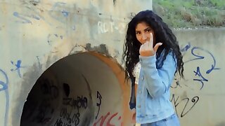 Stud hooks up with beautiful Latina who becomes horny and invites him inside big pipe. There nothing
