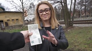 Teen Czech winedt Rika Fane with big glasses on