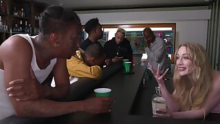 Husband forced troubles, huh? She gets a rather unlikely savior, a pack of well-endowed black men